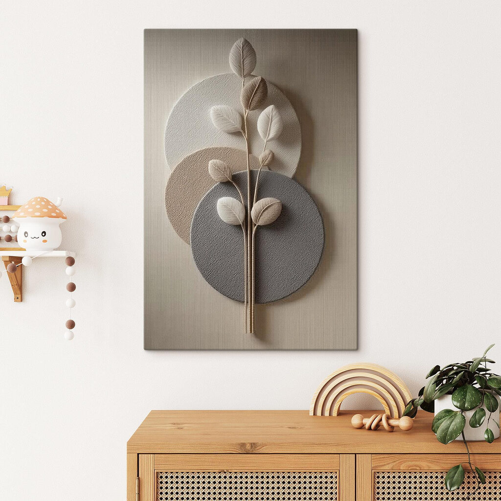 Set ronde borden met een plant erop in een interieur