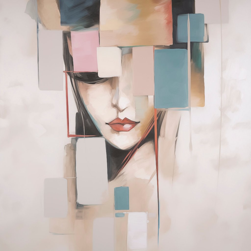 Abstract portret imitatie van schilderij — volledig ontwerp