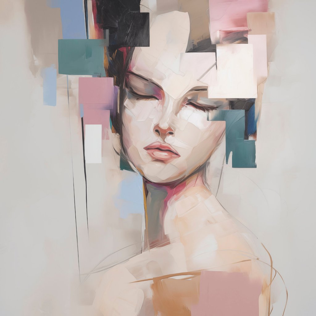 Abstract portret imitatie van schilderij — volledig ontwerp