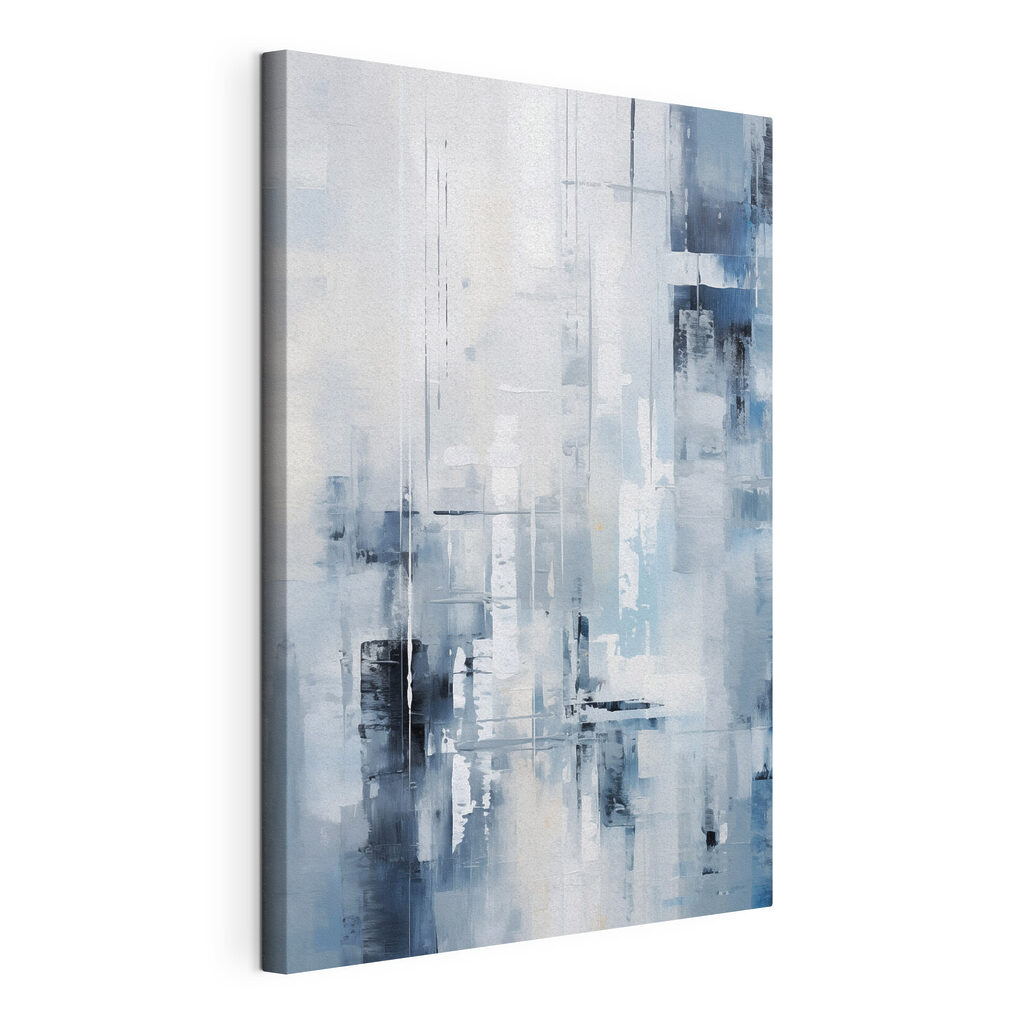 Schilderij van een stad, gespannen canvas met doorlopende rand