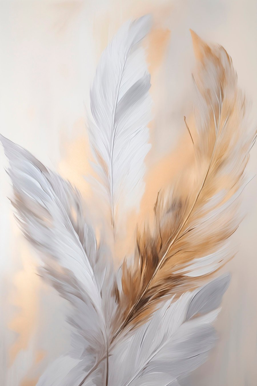 Veren met oranje accenten, minimalistische compositie met textuur, moderne kunst — volledig ontwerp