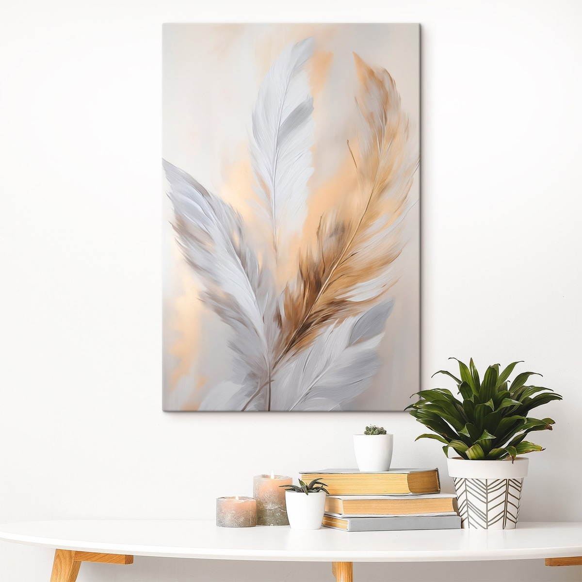 Veren met oranje accenten, minimalistische compositie met textuur, moderne kunst — interieur 1