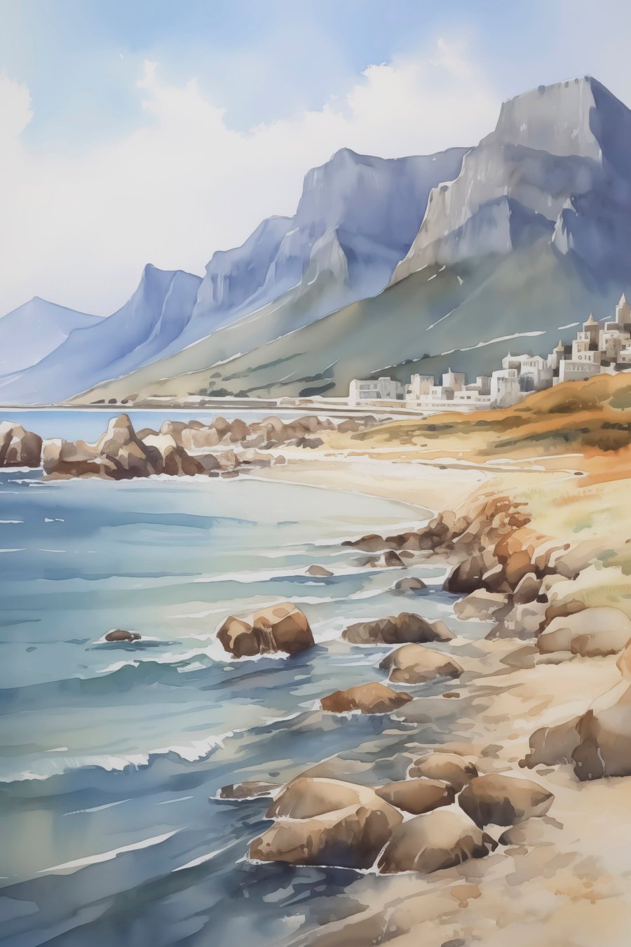 Kust imitatie van aquarel — volledig ontwerp