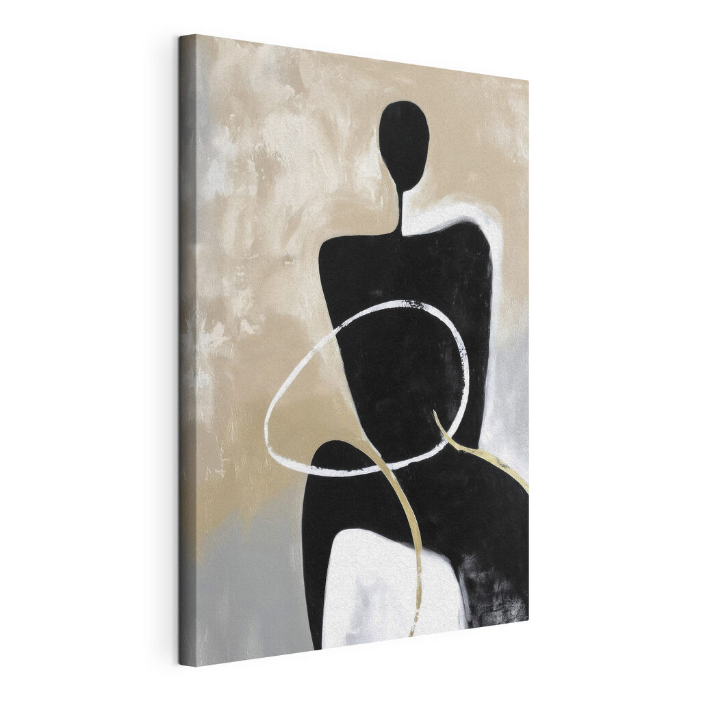 Schilderij van een persoon, gespannen canvas met doorlopende rand