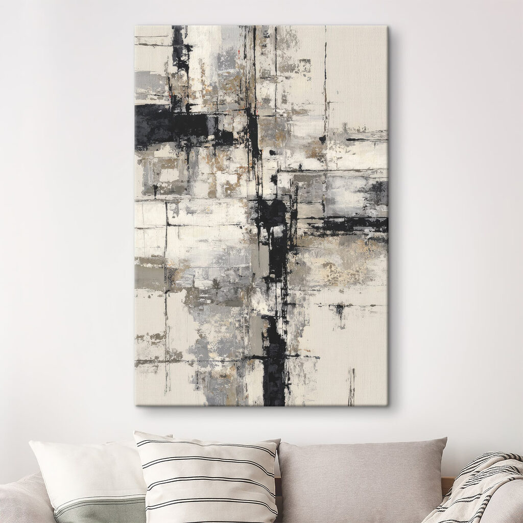 Zwart-wit schilderij in een interieur