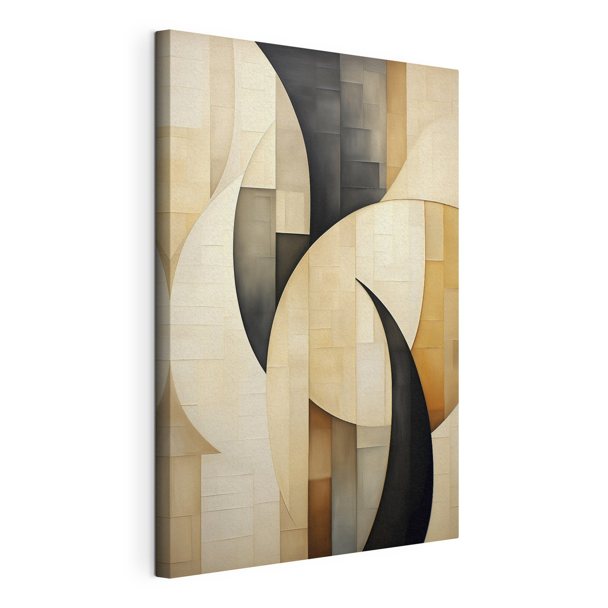 Geometrische abstractie, gespannen canvas met doorlopende rand