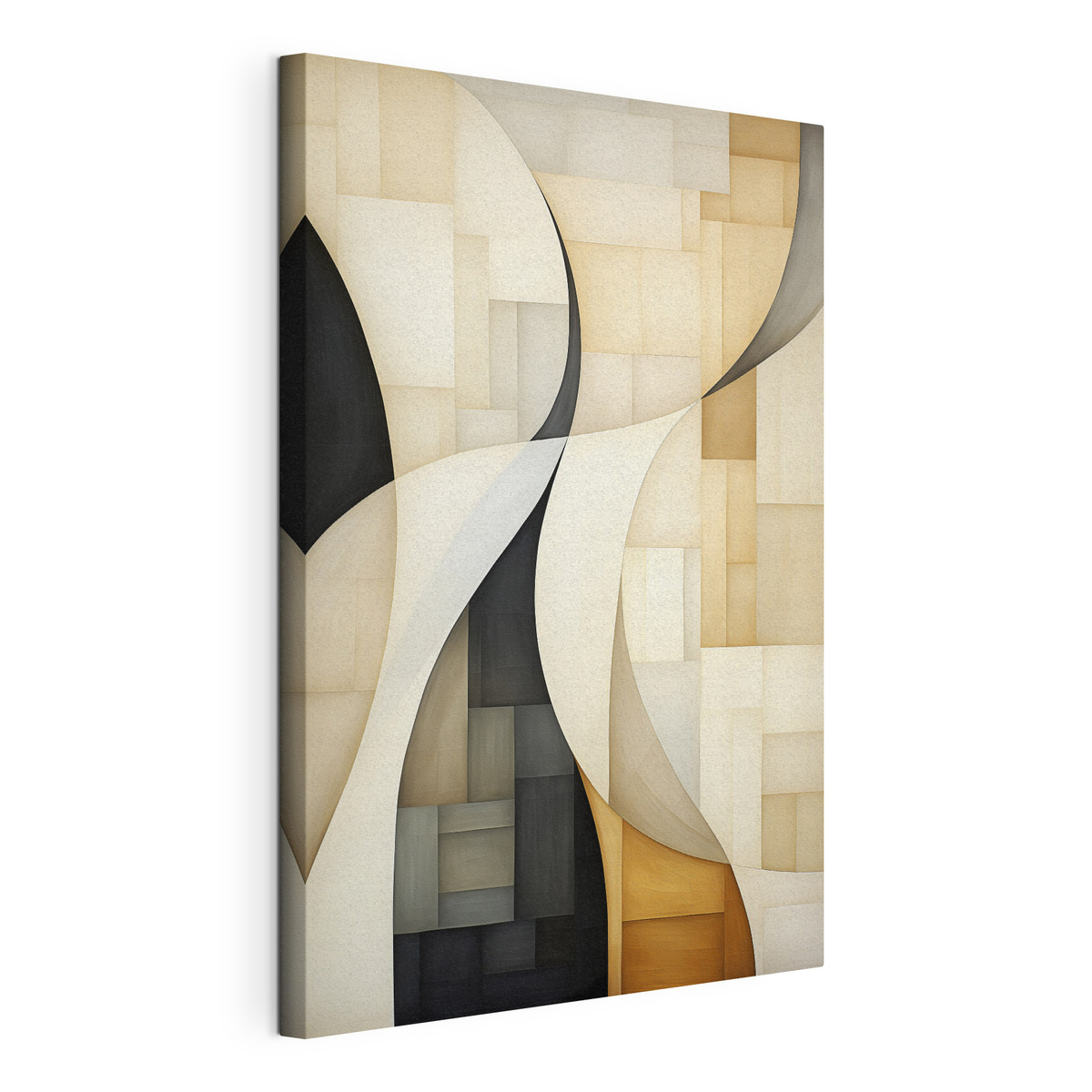 Abstractie, gespannen canvas met doorlopende rand