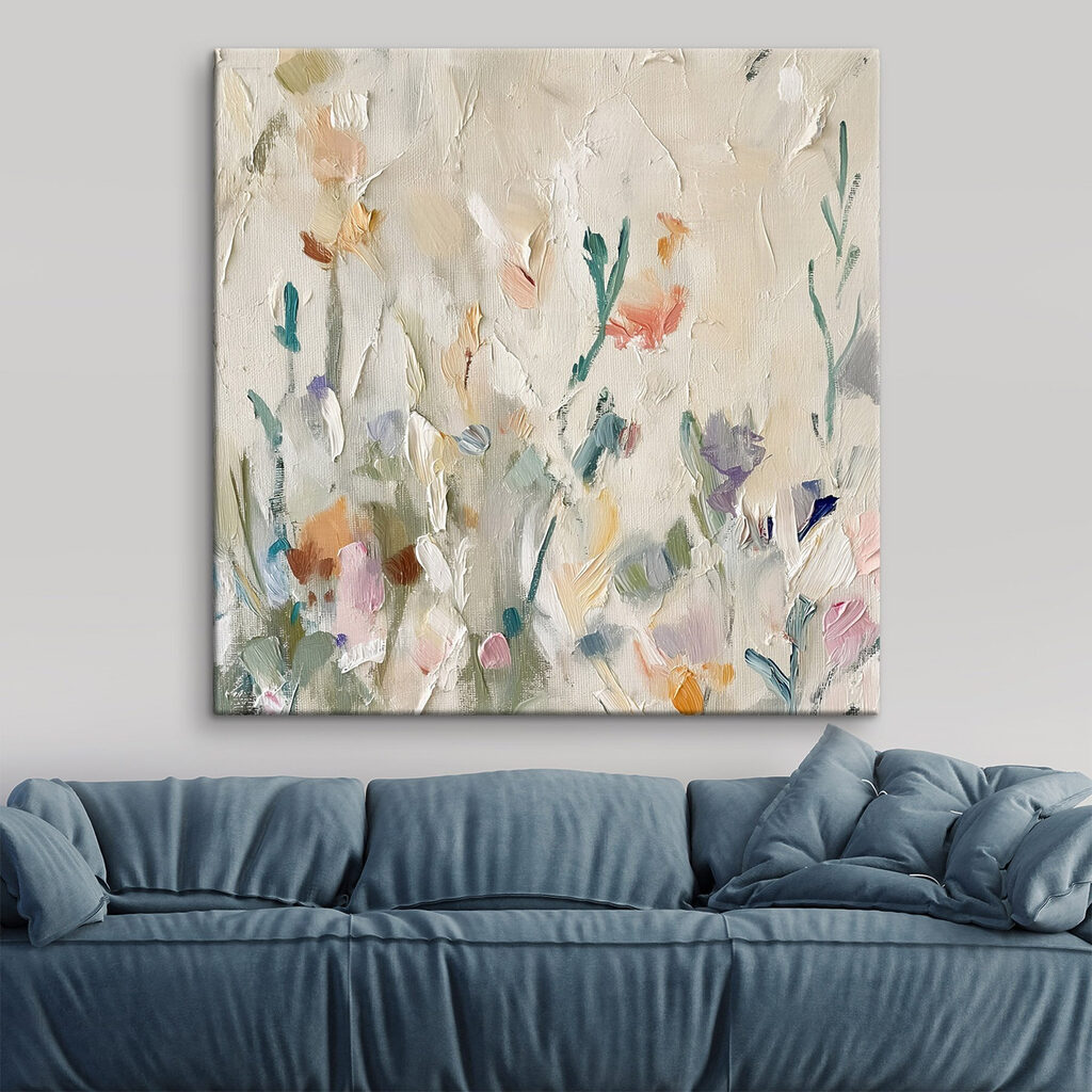 Schilderij van bloemen op een witte ondergrond — interieur 2