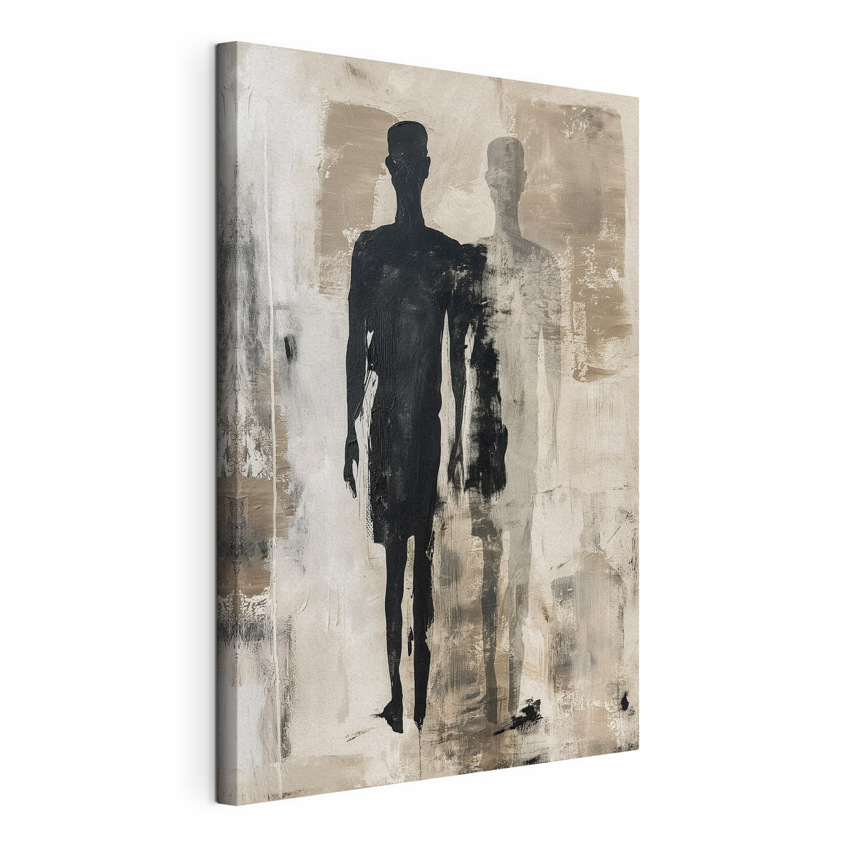 Abstracte figuur, gespannen canvas met doorlopende rand
