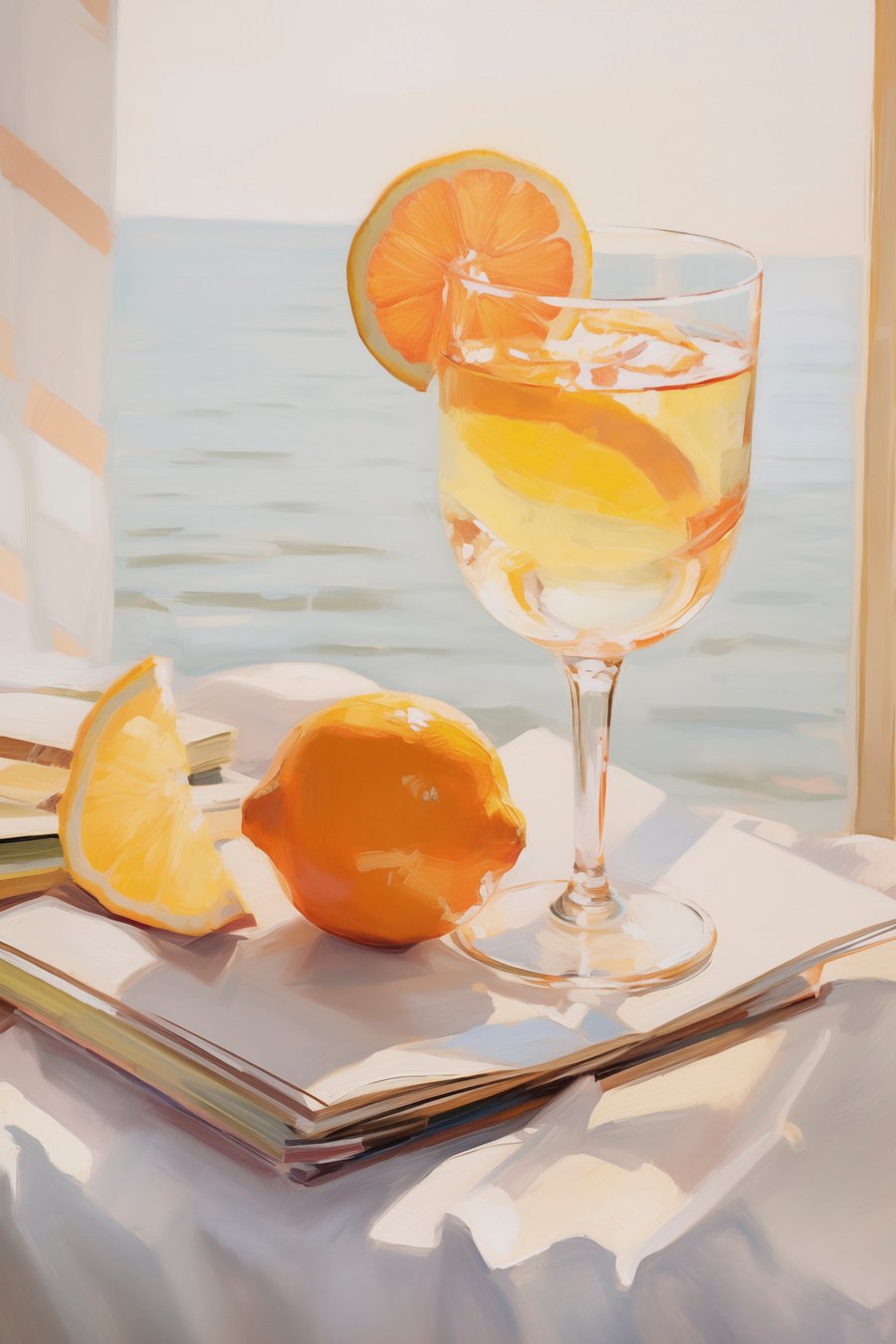 Een cocktail in een glas bij het raam — volledig ontwerp