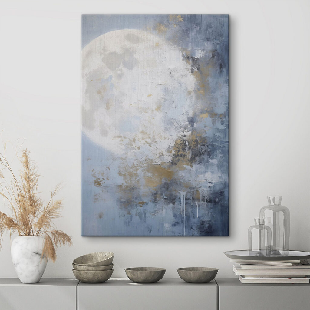 Schilderij van een maan in een interieur