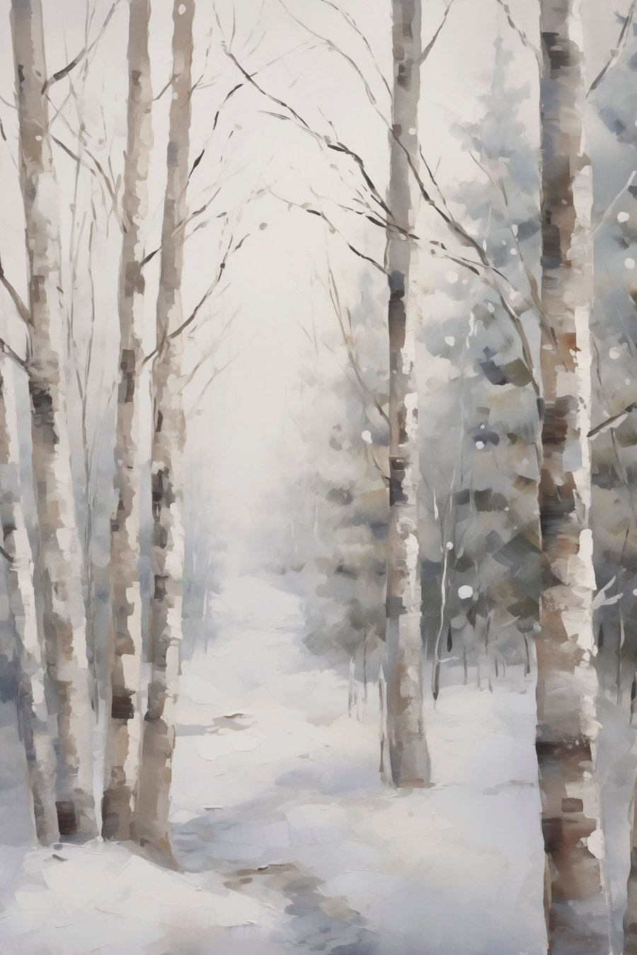 Berkenbomen in een winterbos — volledig ontwerp
