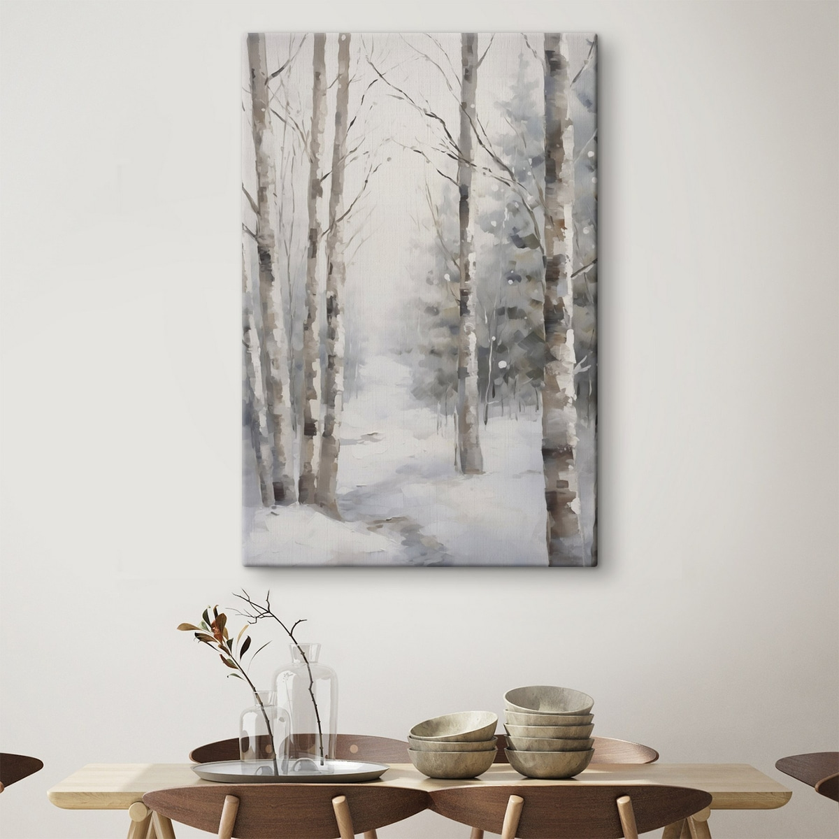 Berkenbomen in een winterbos — interieur 2