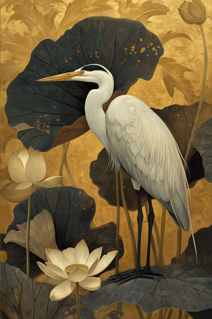 Schilderij van een witte vogel — volledig ontwerp