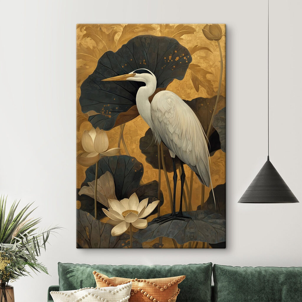 Schilderij van een witte vogel — interieur 1