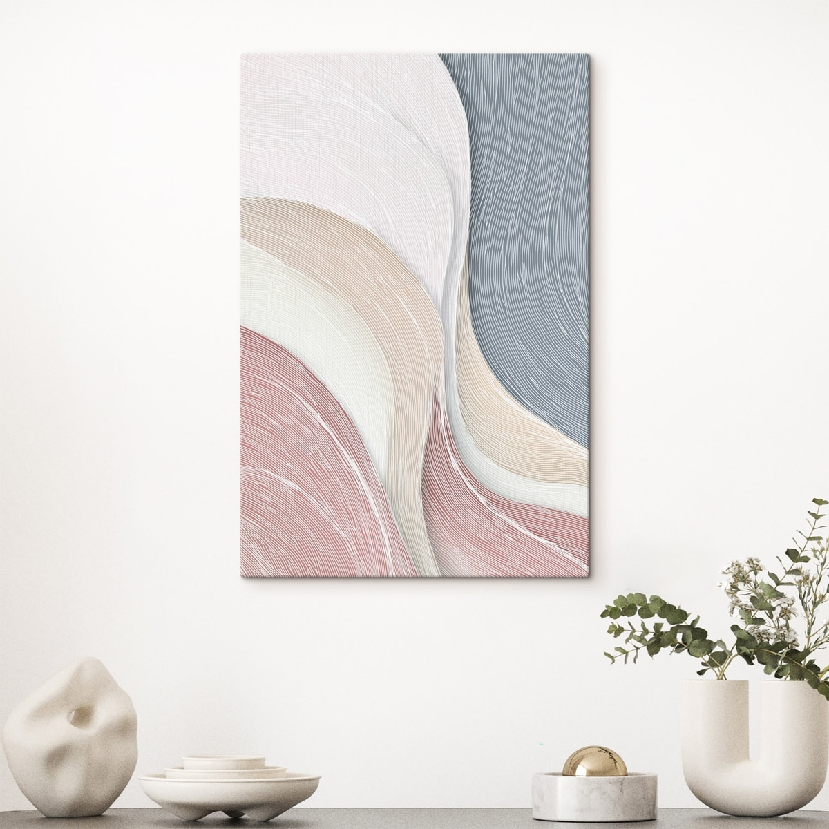 Lichte abstracte golven in lichtroze en grijs-witte tinten — interieur 3