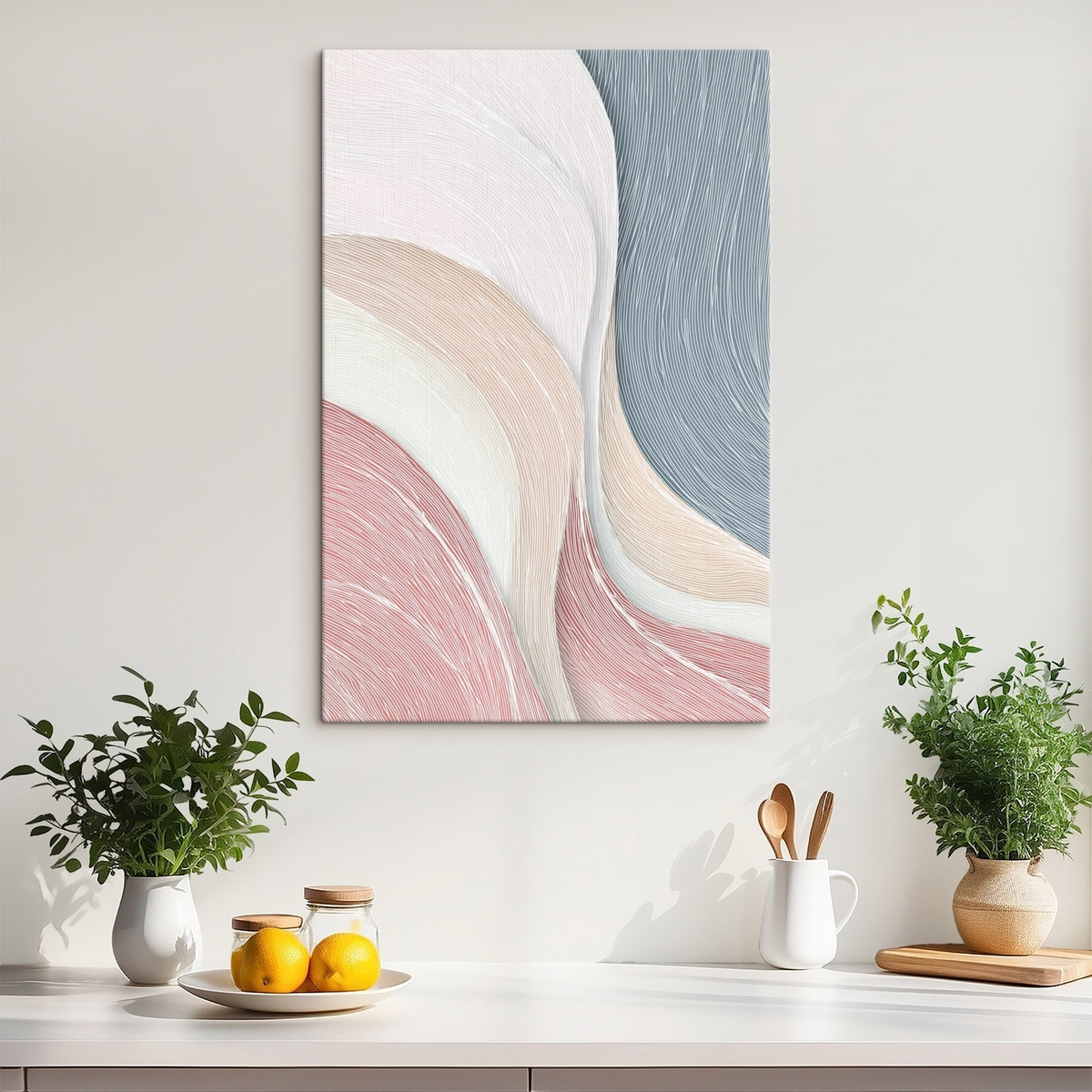 Lichte abstracte golven in lichtroze en grijs-witte tinten — interieur 1