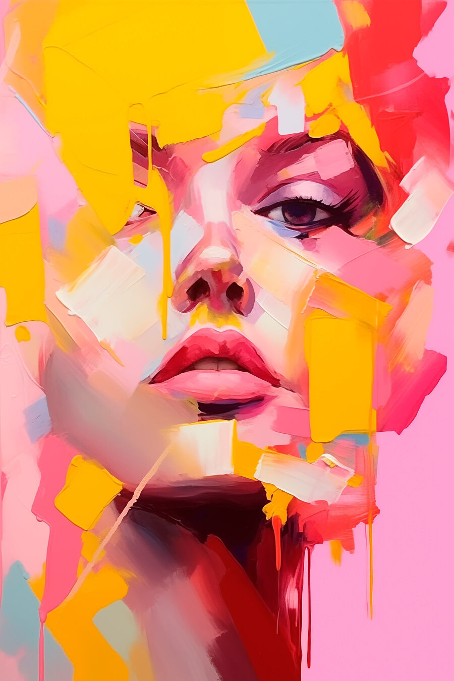 Schilderij van het gezicht van een vrouw — volledig ontwerp