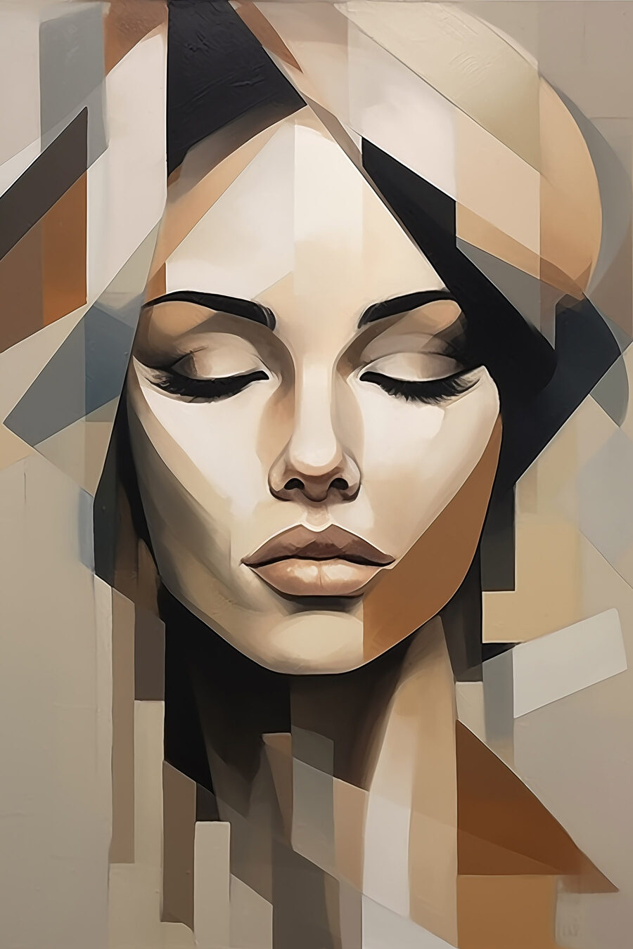Schilderij van het gezicht van een vrouw — volledig ontwerp