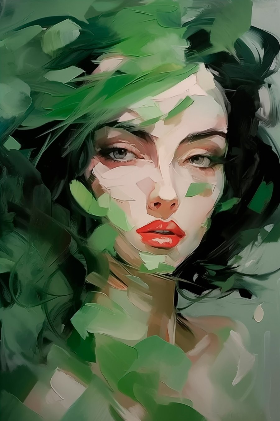 Abstract vrouwenportret — volledig ontwerp