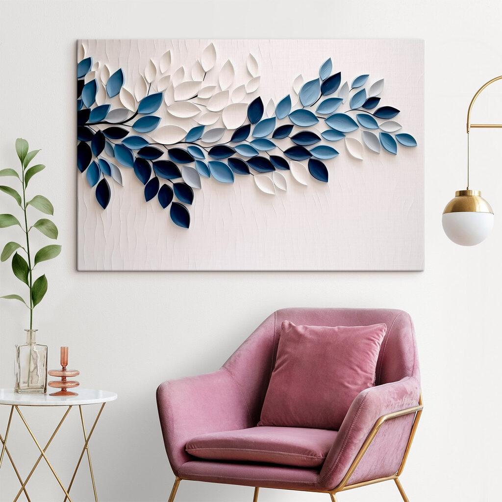 Blauw-witte bladkunst — interieur 1