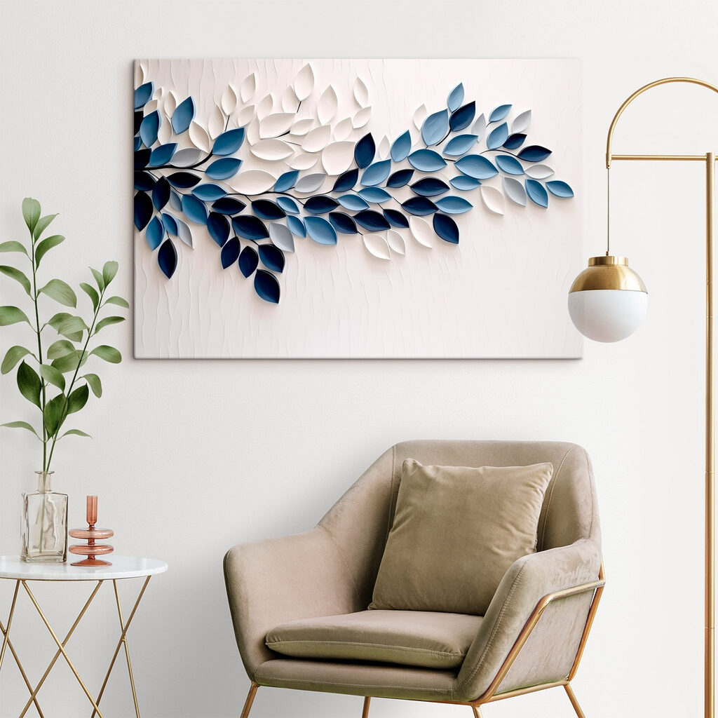 Blauw-witte bladkunst — interieur 2