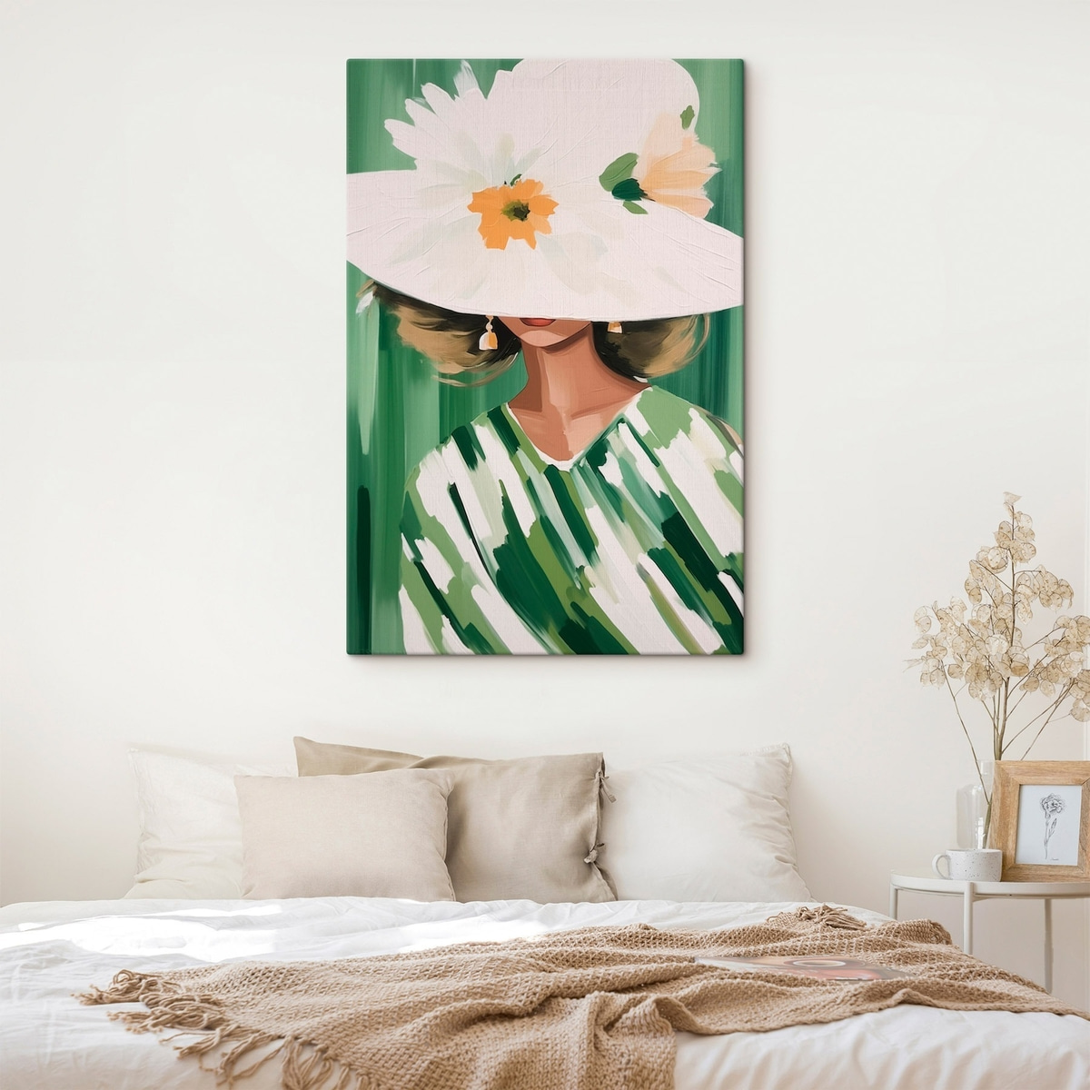 Vrouw met hoed en bloemen — interieur 1