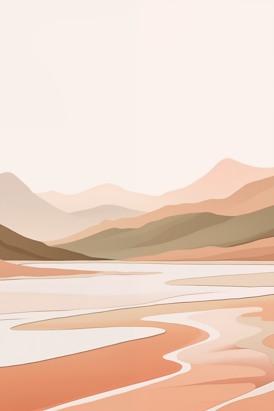 Abstract landschap met bergen en rivier — volledig ontwerp