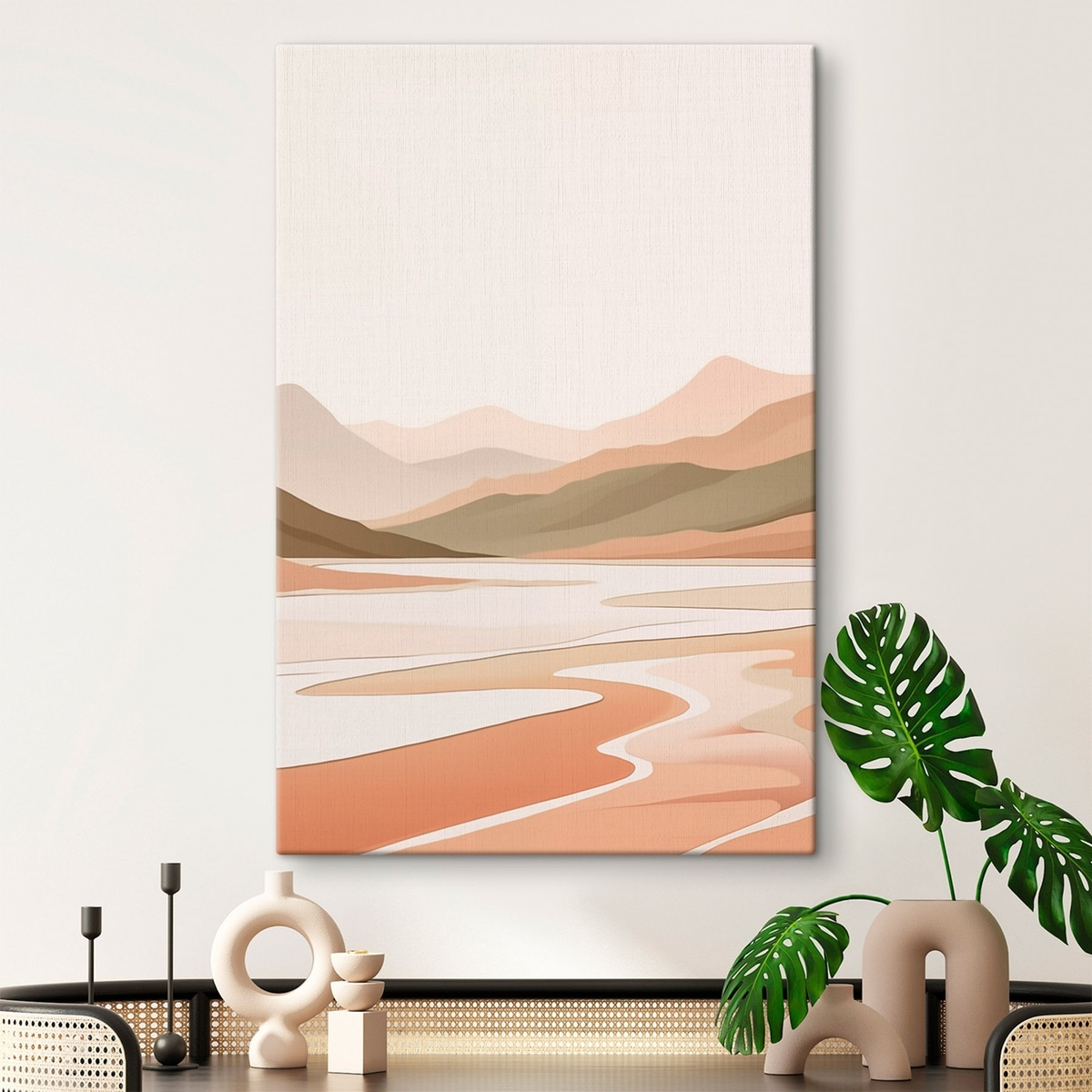 Abstract landschap met bergen en rivier — interieur 1