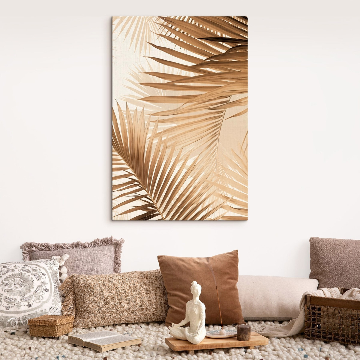 Abstracte palmbladeren in bruine tinten, tropisch, botanisch, natuur, minimalistisch, elegant, modern design — interieur 2
