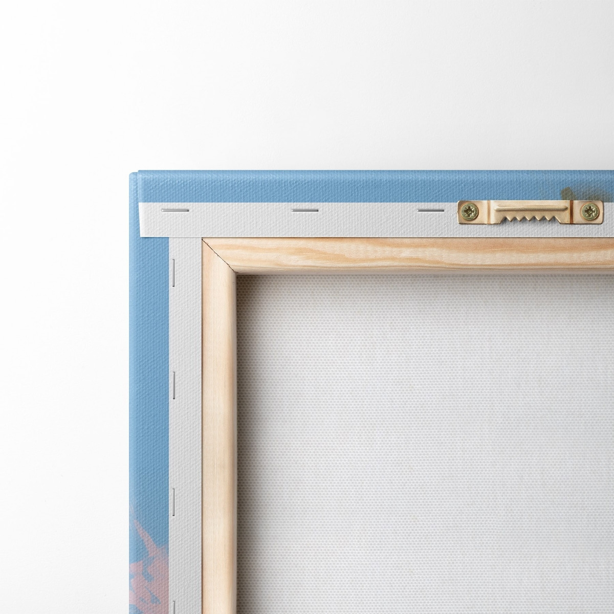 Abstract tropisch strand met wit zand en palmbomen, blauwe lucht met witte wolken — achterkant