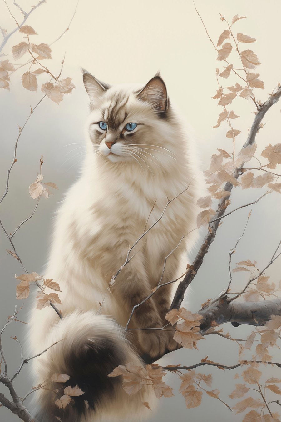 Een kat op een boomtak — volledig ontwerp
