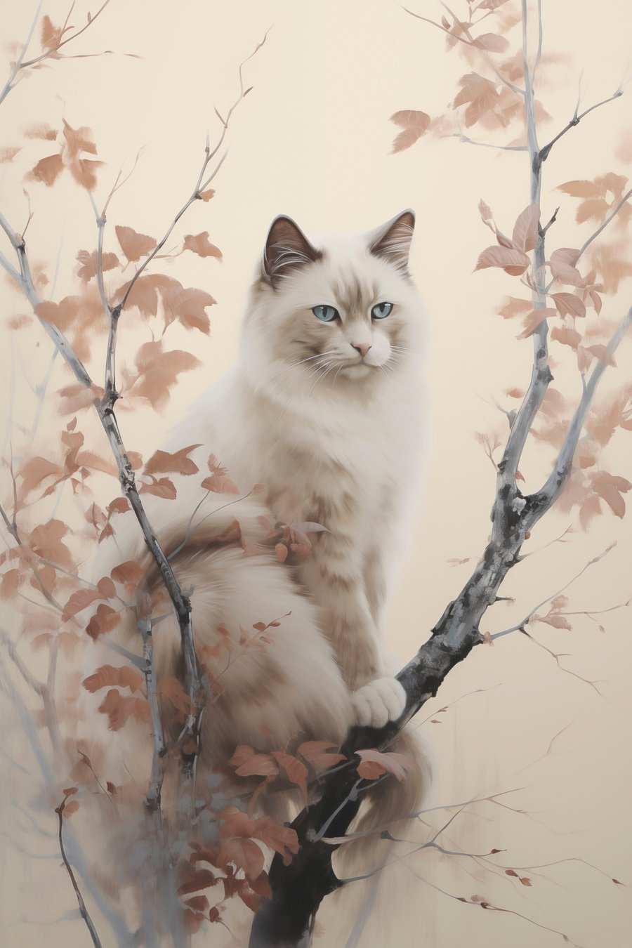 De kat zit op een boom — volledig ontwerp