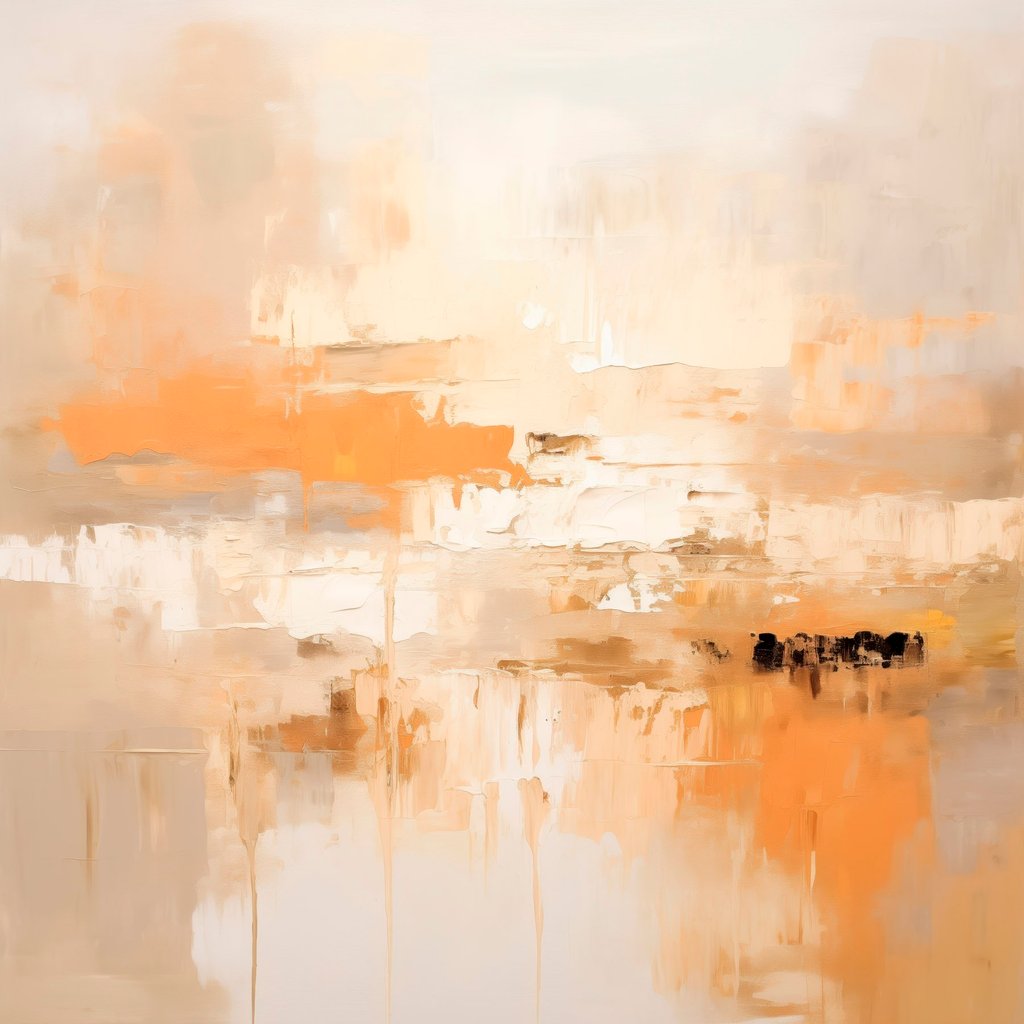 Landschapsabstractie in olieverfstijl met oranje en beige tinten — volledig ontwerp
