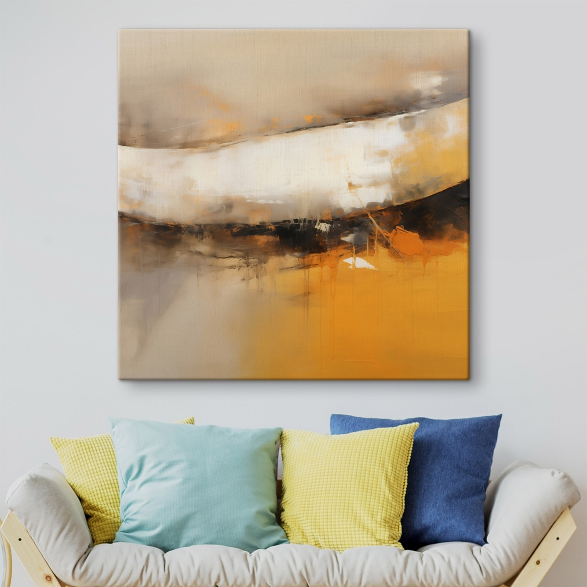 Dynamische compositie met oranje en donkere tinten — interieur 2