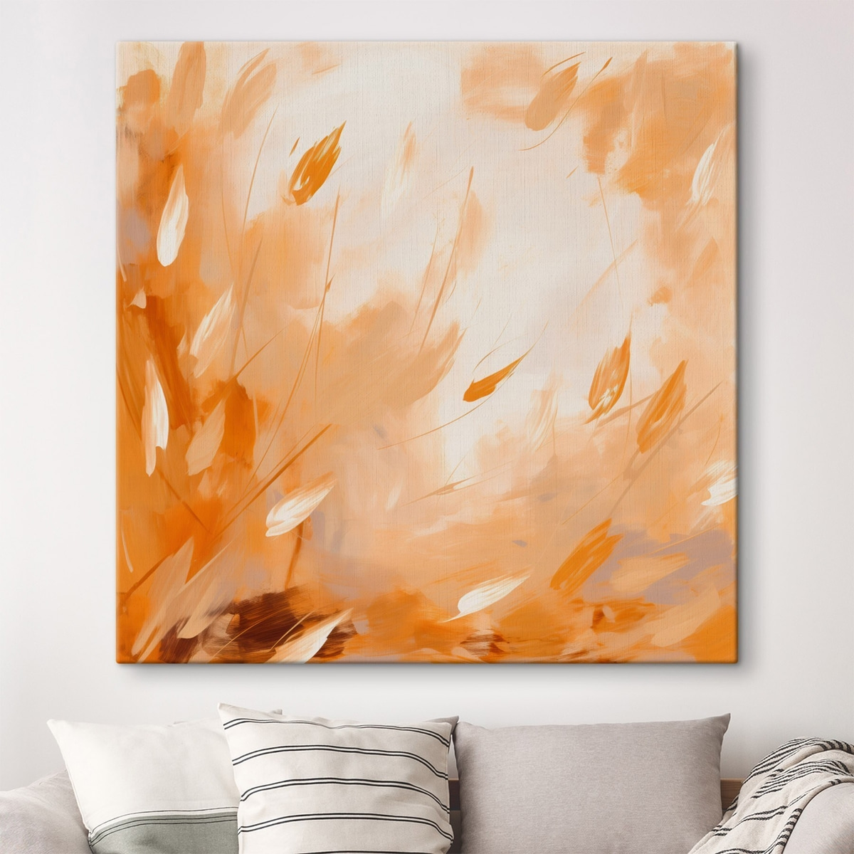 Abstracte bloemblaadjes en stelen in olieverfstijl — interieur 1