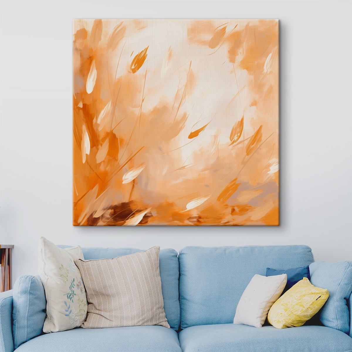 Abstracte bloemblaadjes en stelen in olieverfstijl — interieur 3