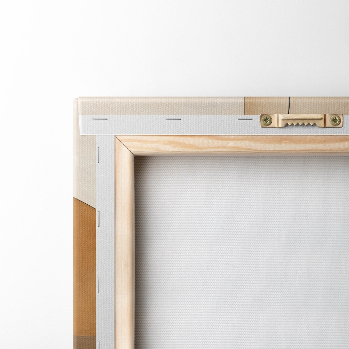 Geometrische abstractie met gebogen lijnen en beige tinten — achterkant