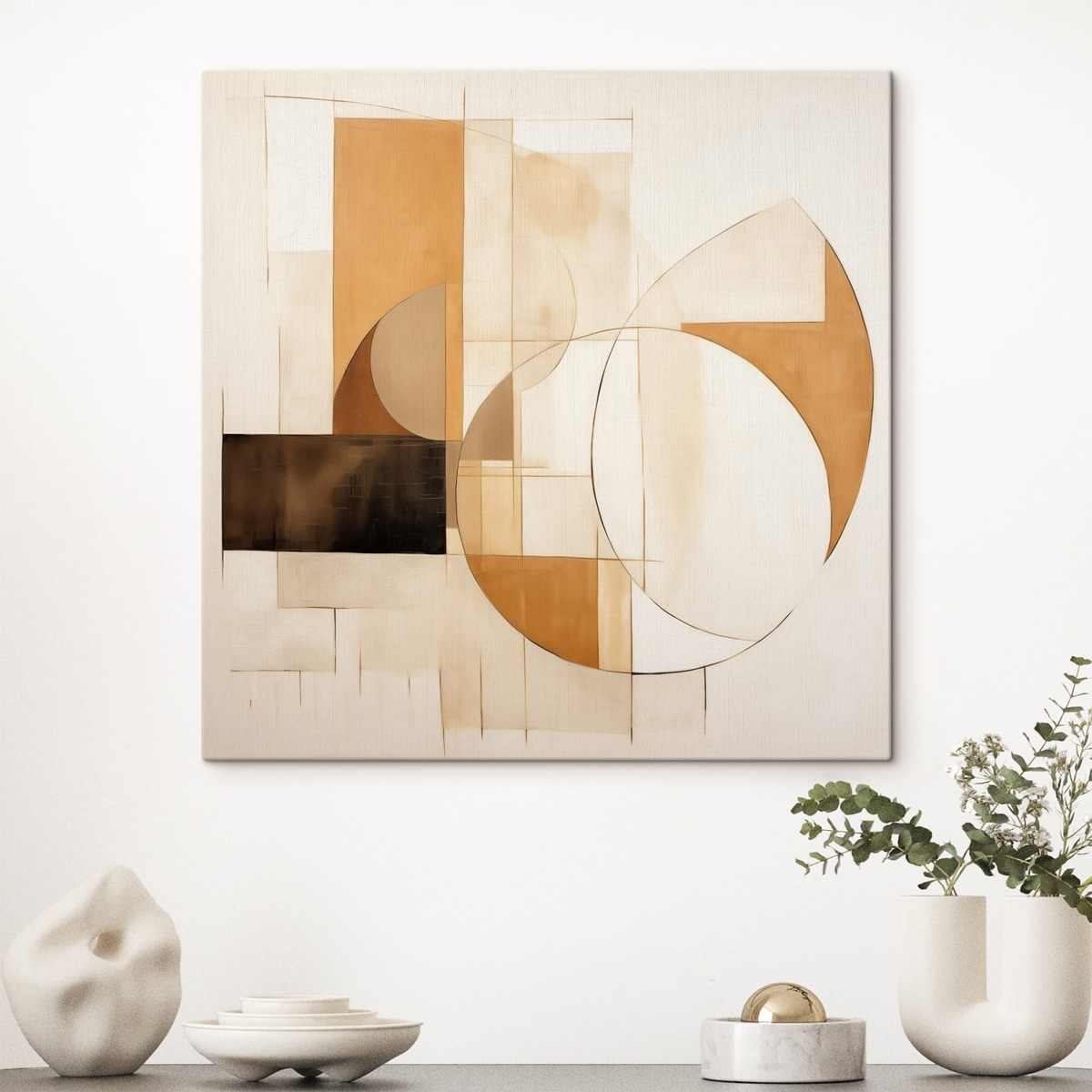 Abstracte minimalistische compositie in warme tinten — interieur 3