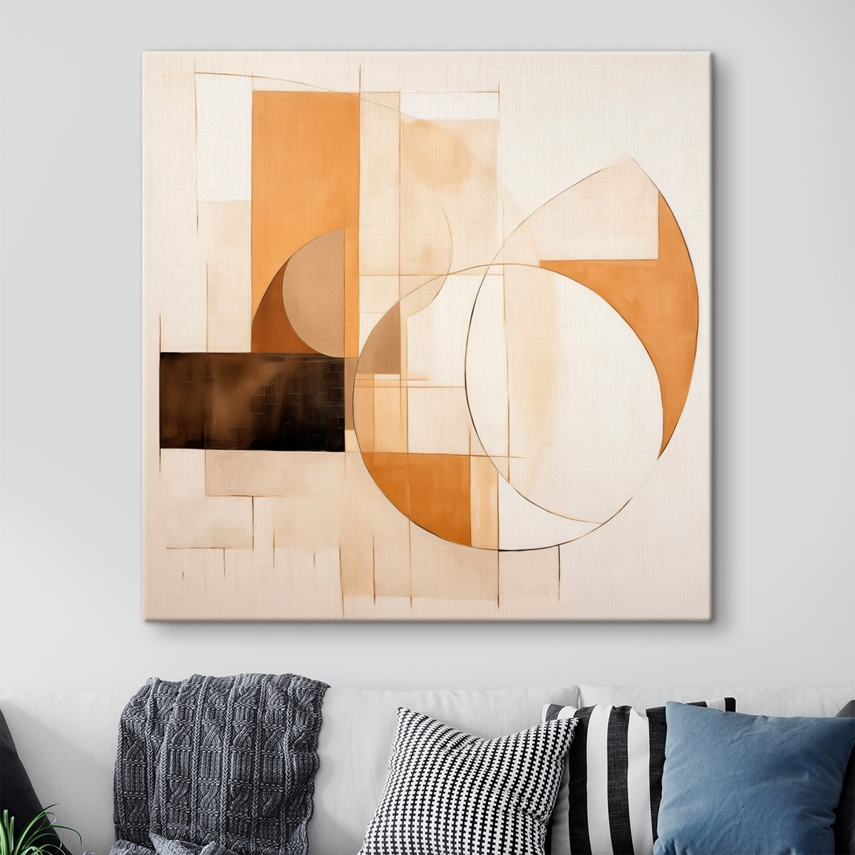 Abstracte minimalistische compositie in warme tinten — interieur 1