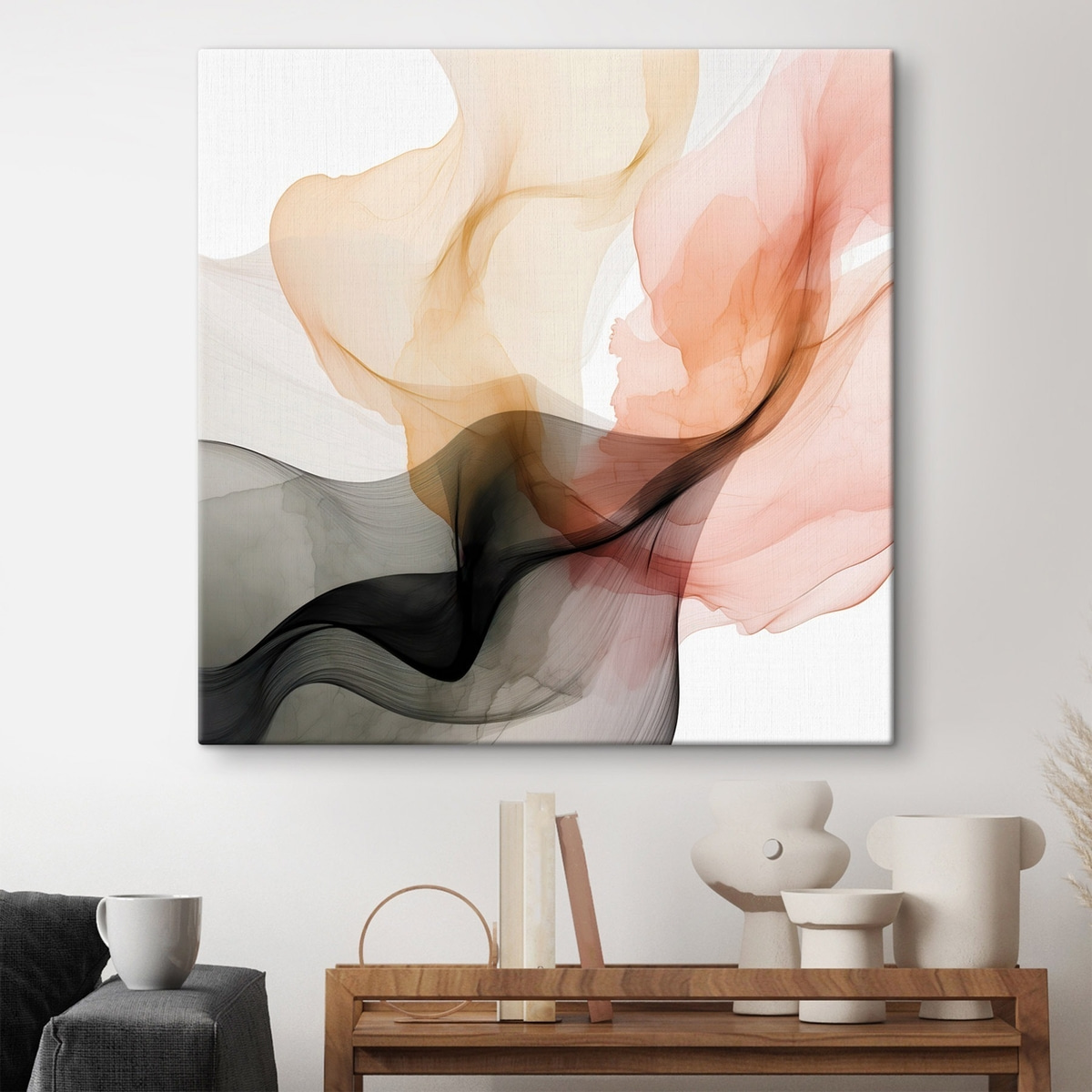 Koraal en grijs overlopen in een delicate stijl — interieur 1