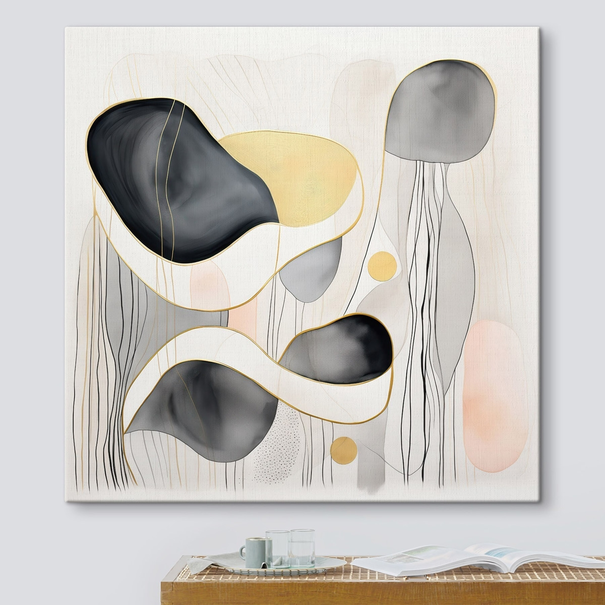 Neutrale samenstelling, grijze en zandkleurige vlekken in moderne stijl — interieur 3