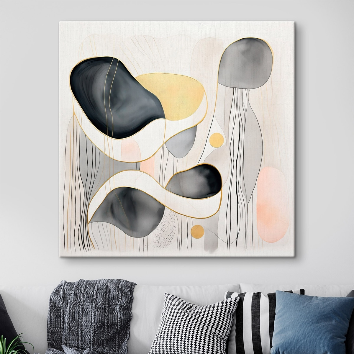 Neutrale samenstelling, grijze en zandkleurige vlekken in moderne stijl — interieur 1