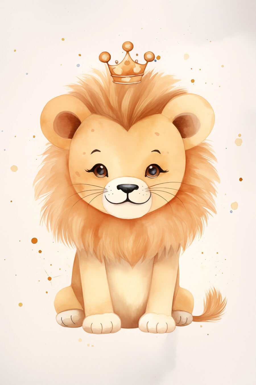 Aquarel van een leeuw met een kroon — volledig ontwerp