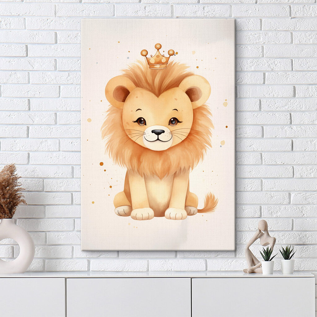 Aquarel van een leeuw met een kroon — interieur 1