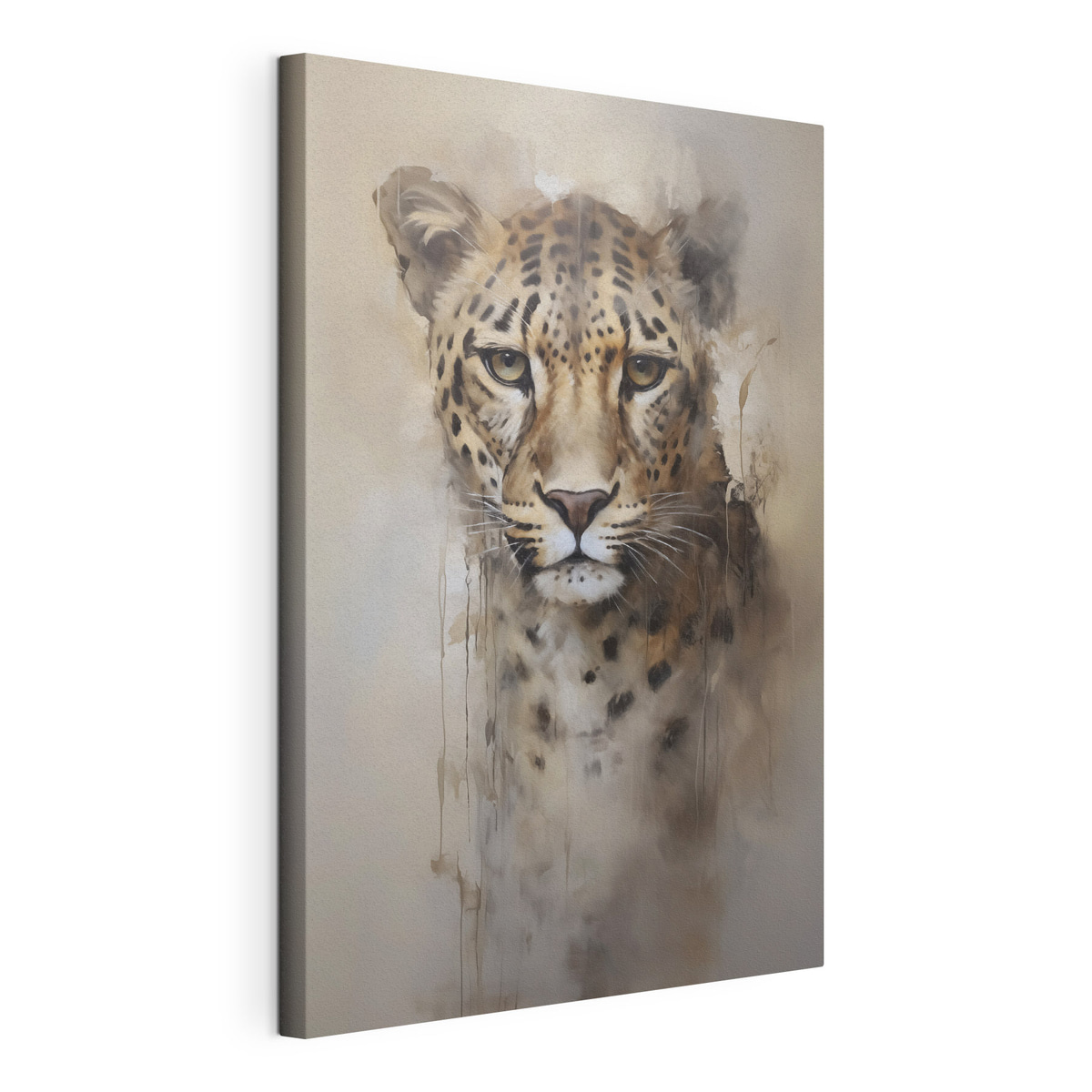 Schilderij met luipaardimitatie, gespannen canvas met doorlopende rand