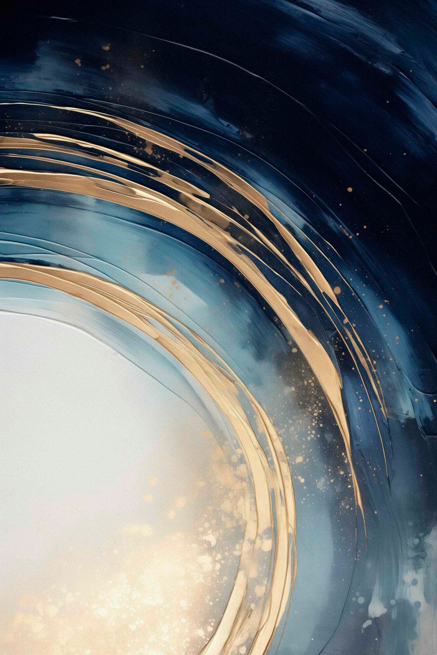 Smalle gelaagde ringen boven bleke horizon — volledig ontwerp