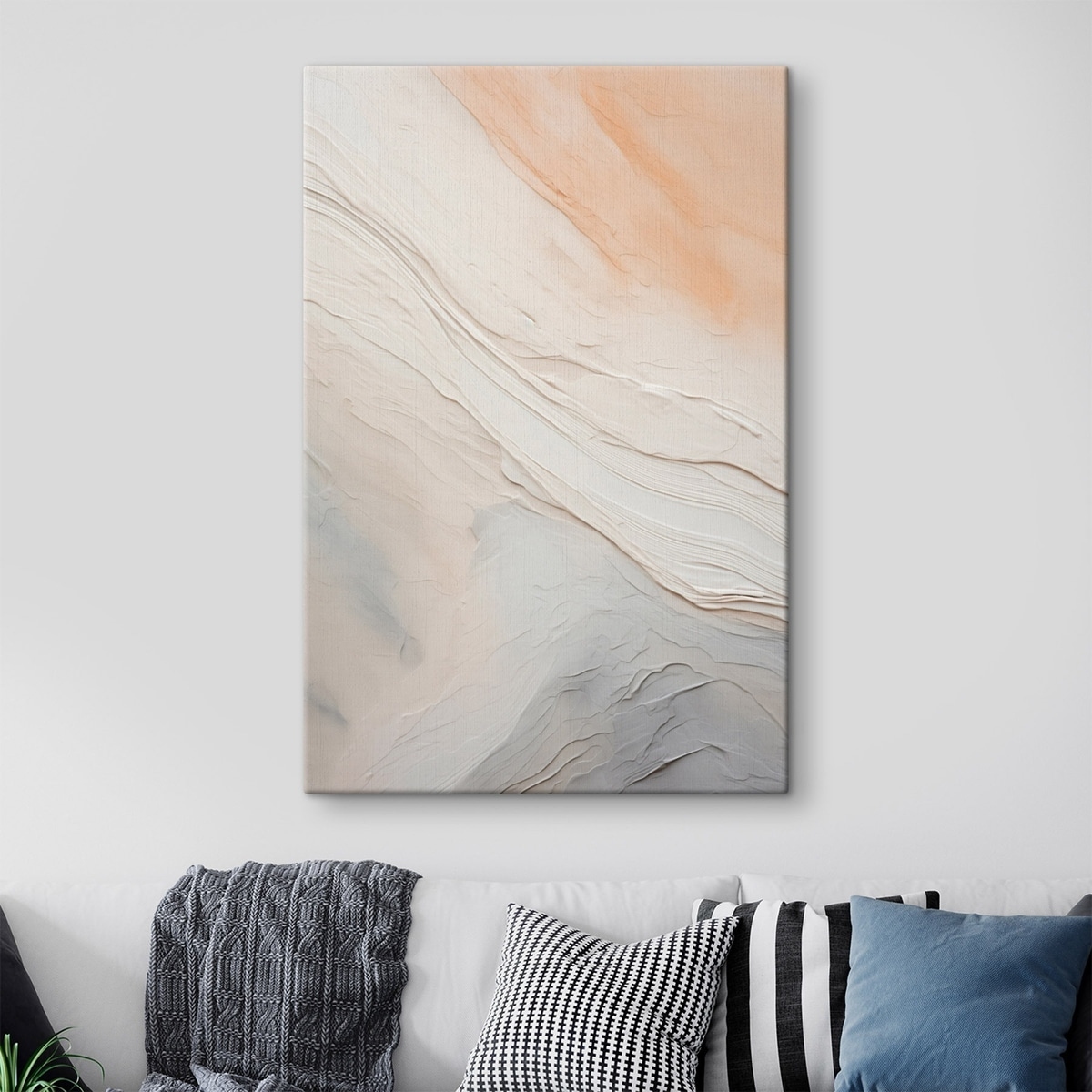 Getextureerde pleistergolven in zachte ivoor- en zandtinten — interieur 3