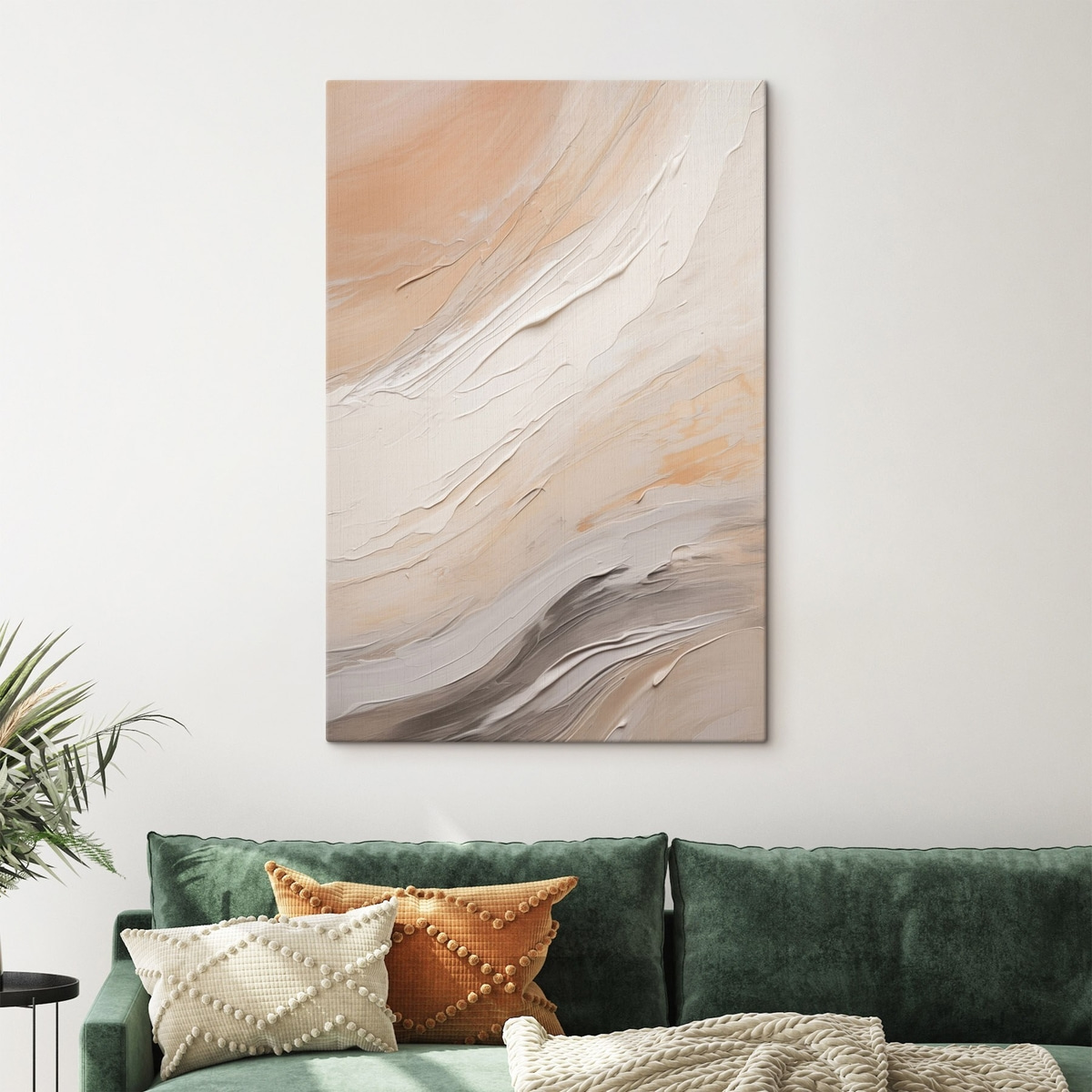 Getextureerd pleisterwerk in warme beige tinten met zacht grijs — interieur 2