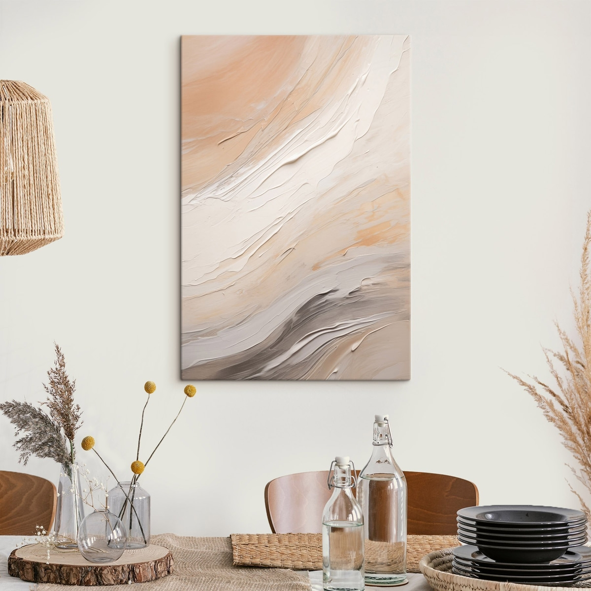 Getextureerd pleisterwerk in warme beige tinten met zacht grijs — interieur 3